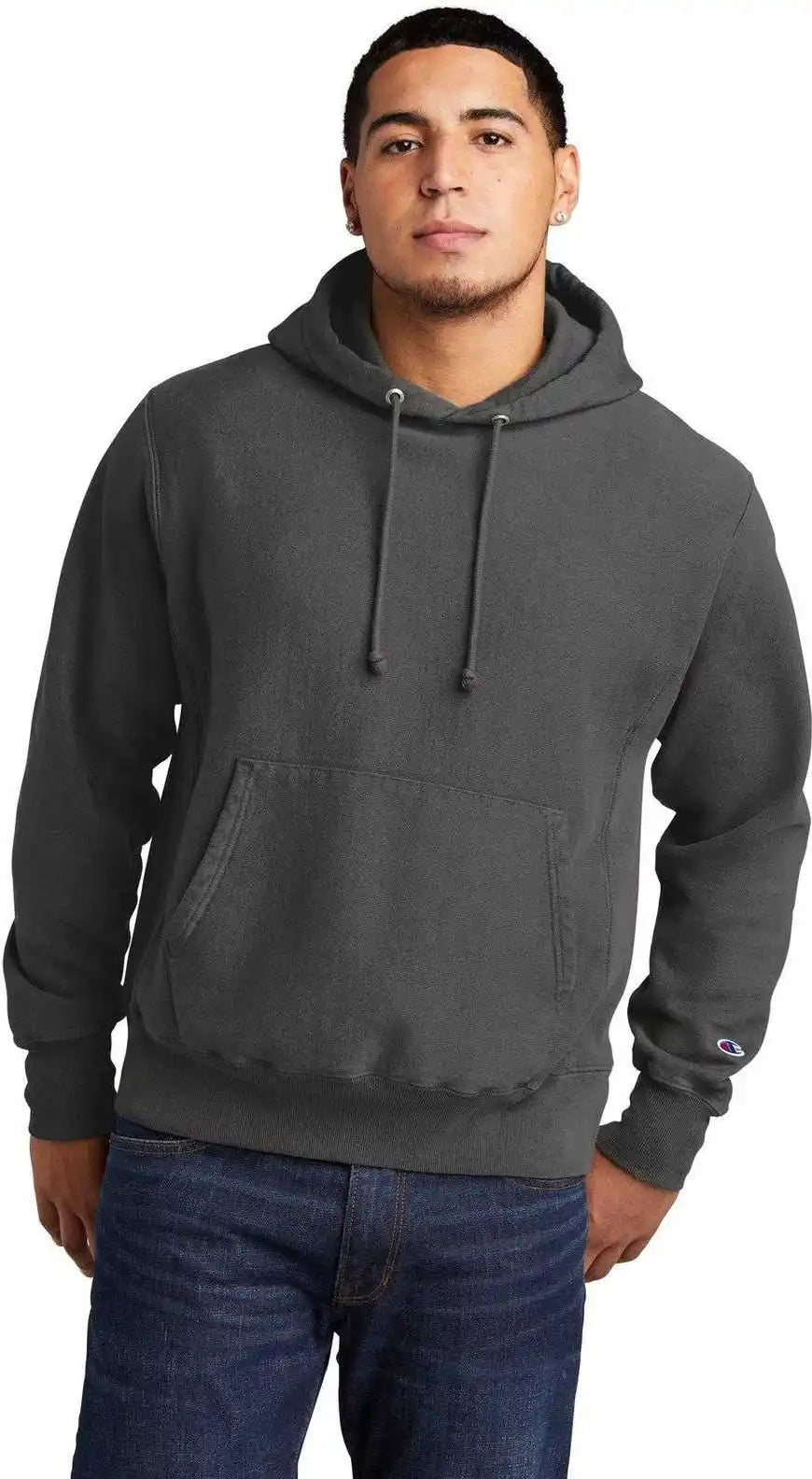 Champion Gds101 Reverse Weave Garment Dyed Hooded Sweatshirt New Railroad