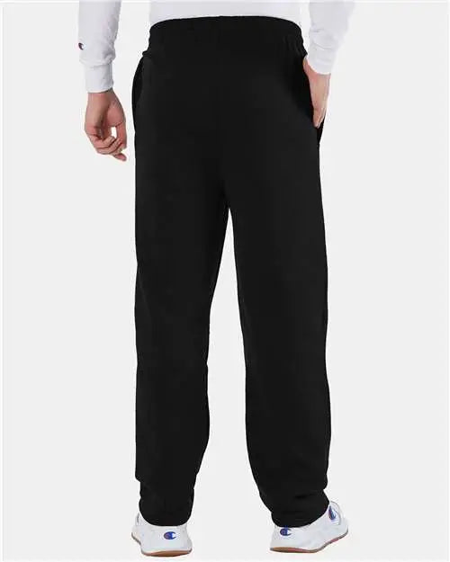 Champion P800 Powerblend Open-bottom Sweatpants with Pockets - Black