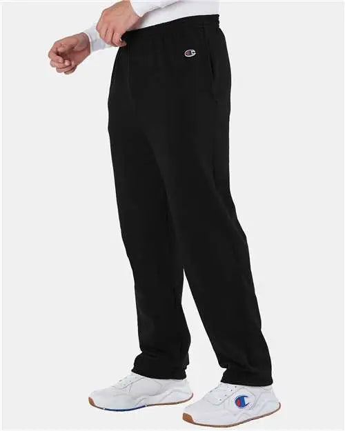 Champion P800 Powerblend Open-bottom Sweatpants with Pockets - Black