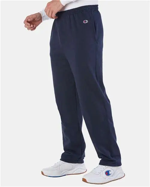 Champion P800 Powerblend Open-bottom Sweatpants with Pockets - Navy