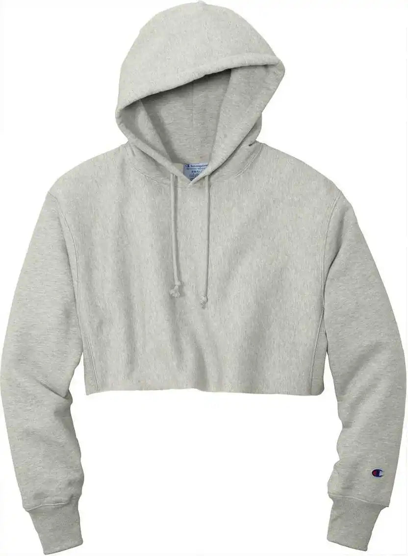 Champion Rw01w Women’s Reverse Weave Cropped Cut off Hooded Sweatshirt Oxford Gray