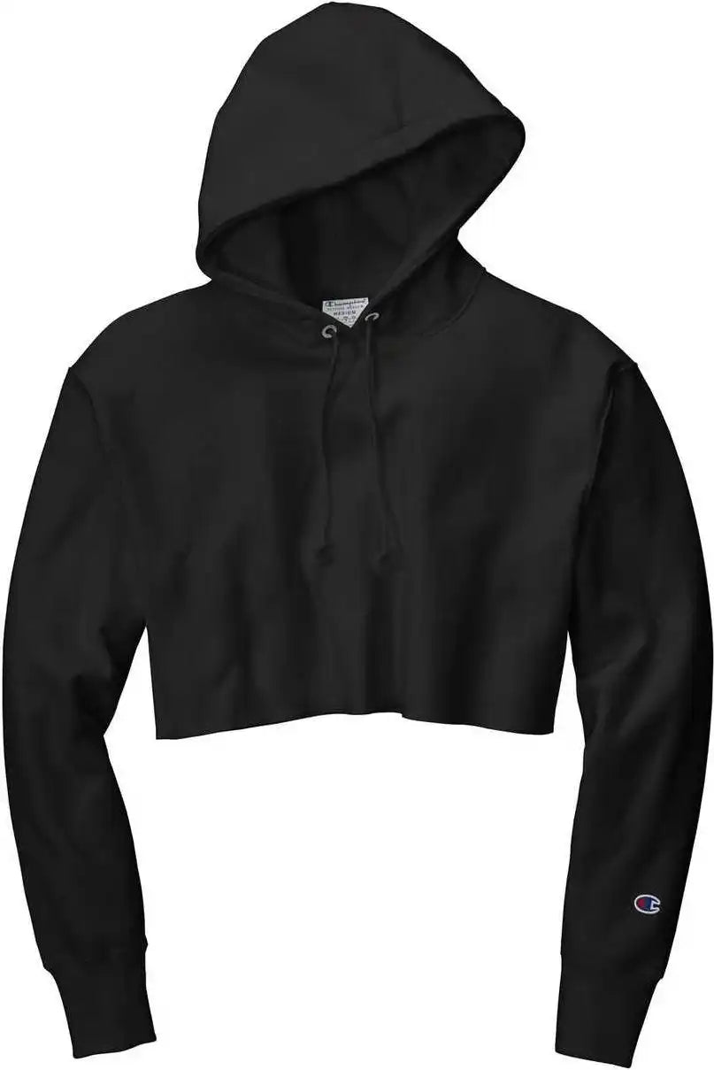 Champion Rw01w Women’s Reverse Weave Cropped Cut off Hooded Sweatshirt Black
