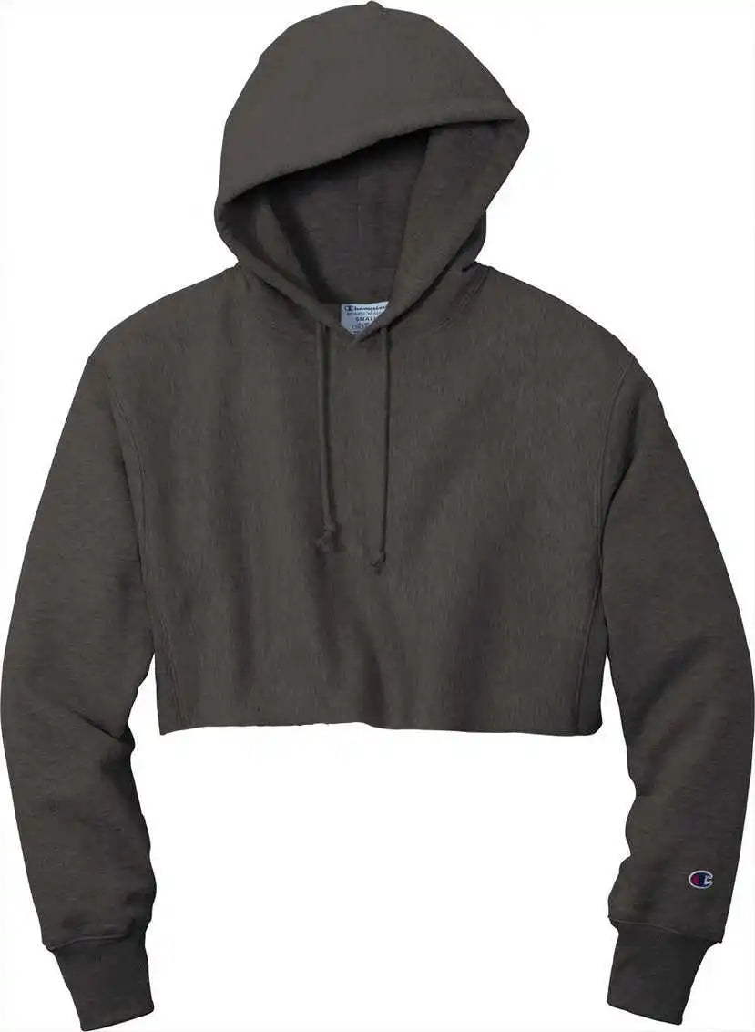 Champion Rw01w Women’s Reverse Weave Cropped Cut-off Hooded Sweatshirt - Charcoal Heather