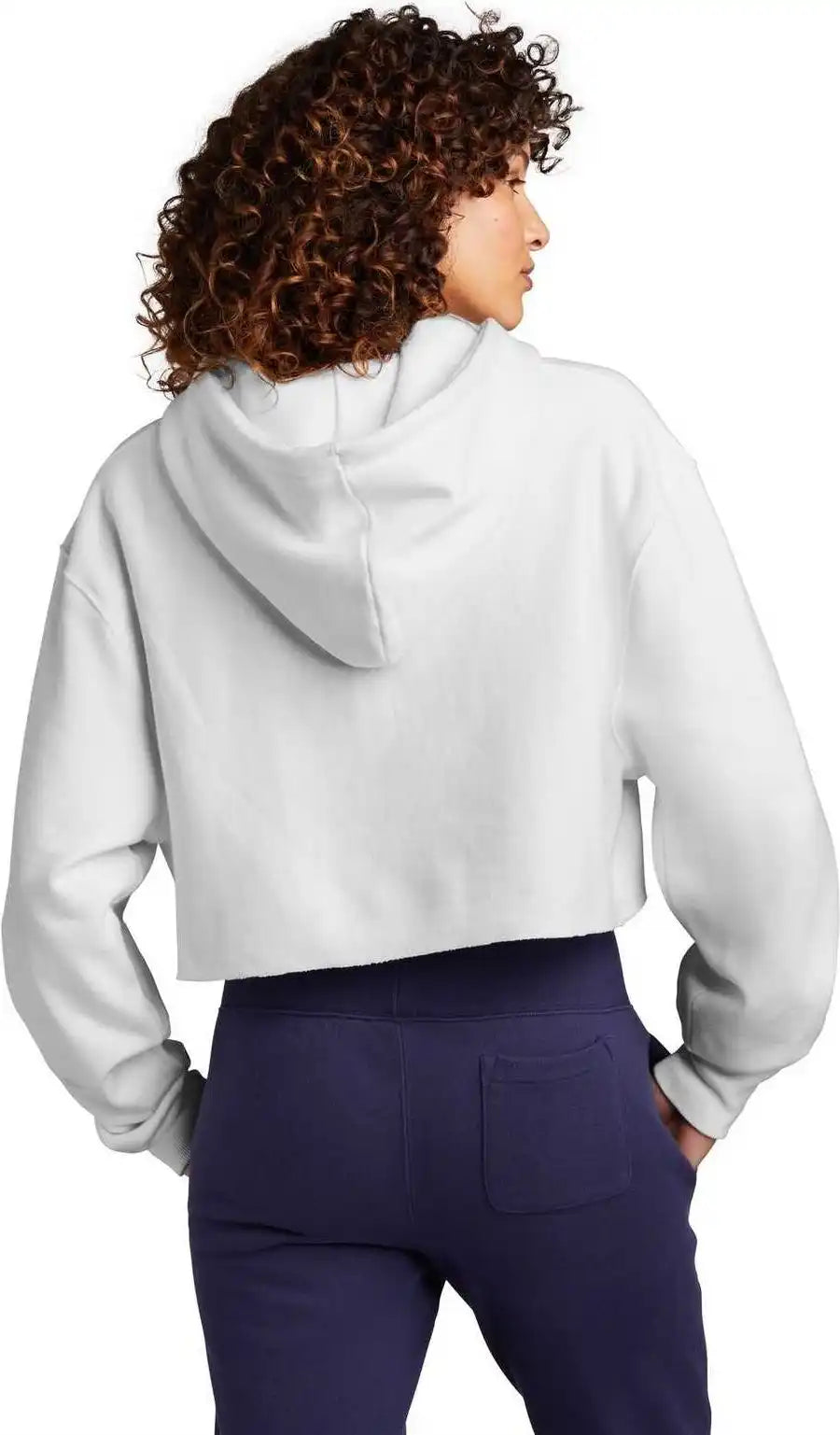 Champion Rw01w Women’s Reverse Weave Cropped Cut-off Hooded Sweatshirt - White