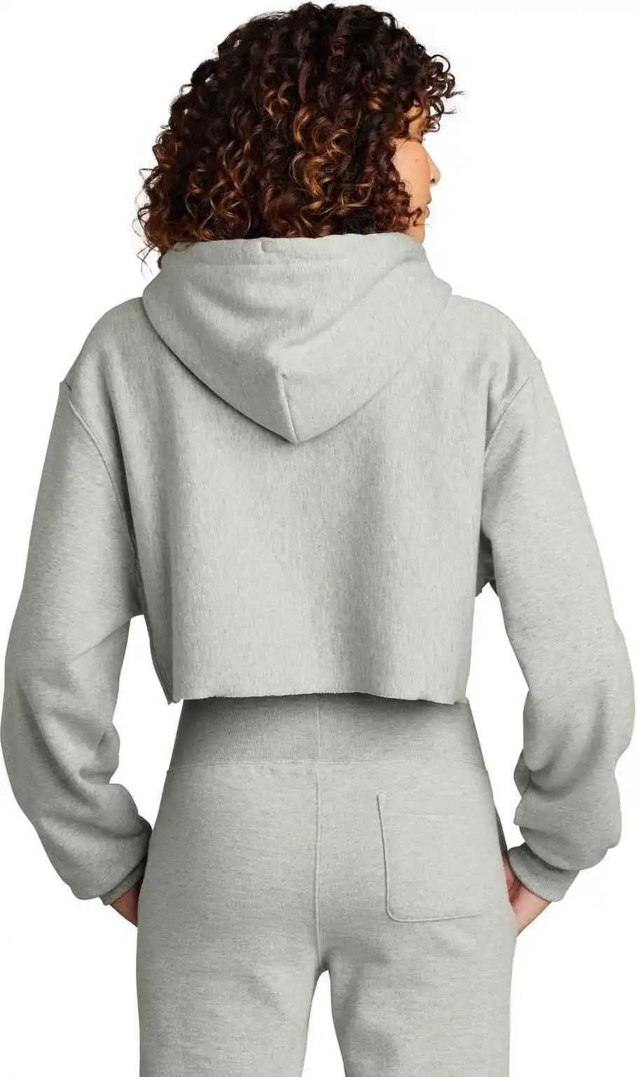 Champion Rw01w Women’s Reverse Weave Cropped Cut off Hooded Sweatshirt Oxford Gray