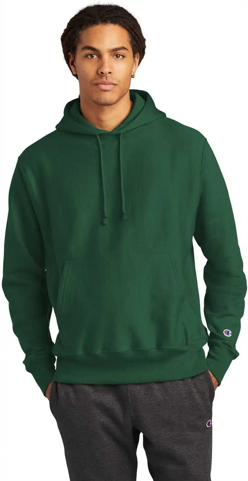 Champion S101 Reverse Weave Hooded Sweatshirt - Dark Green
