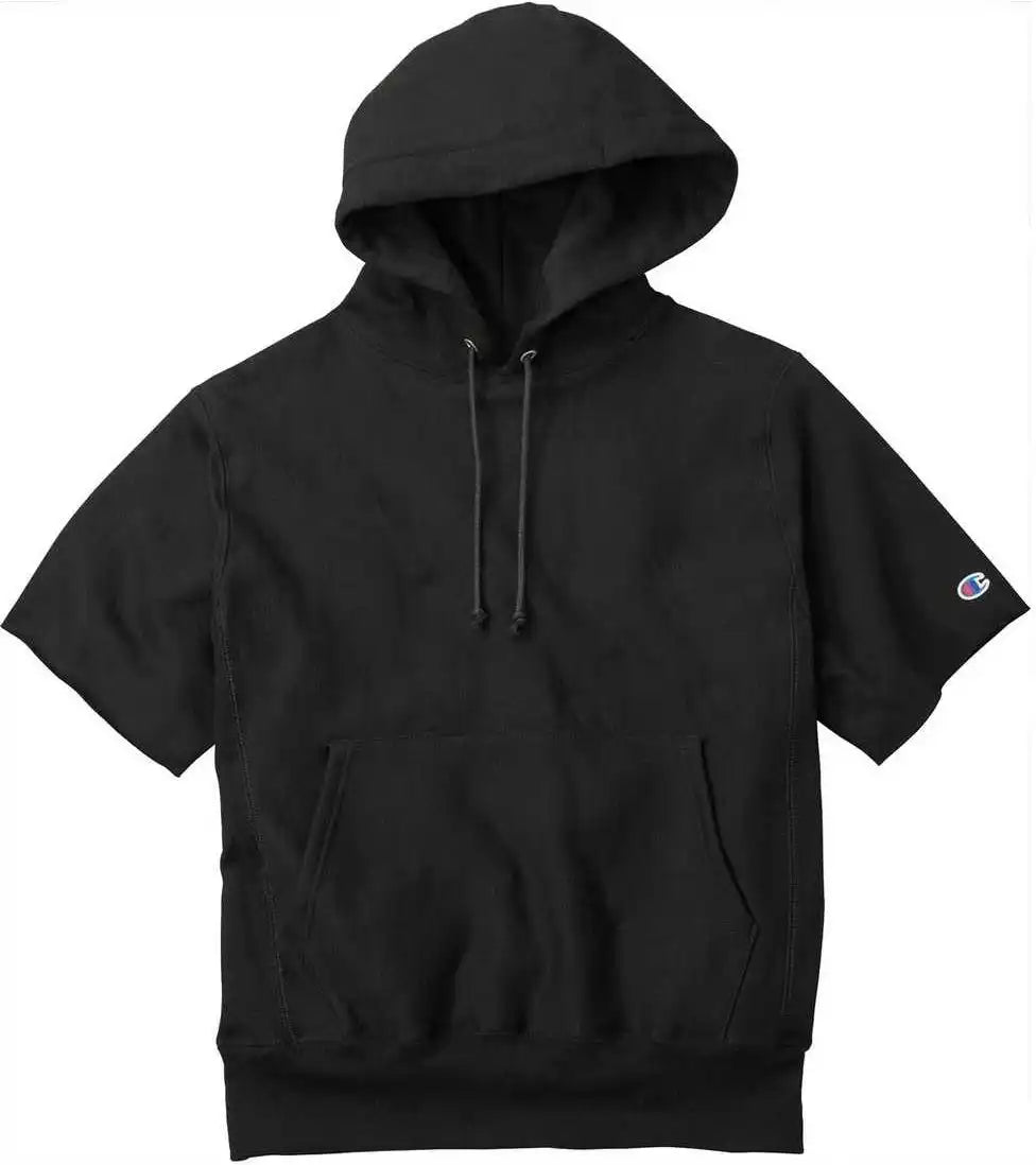 Champion S101ss Reverse Weave Short Sleeve Hooded Sweatshirt Black