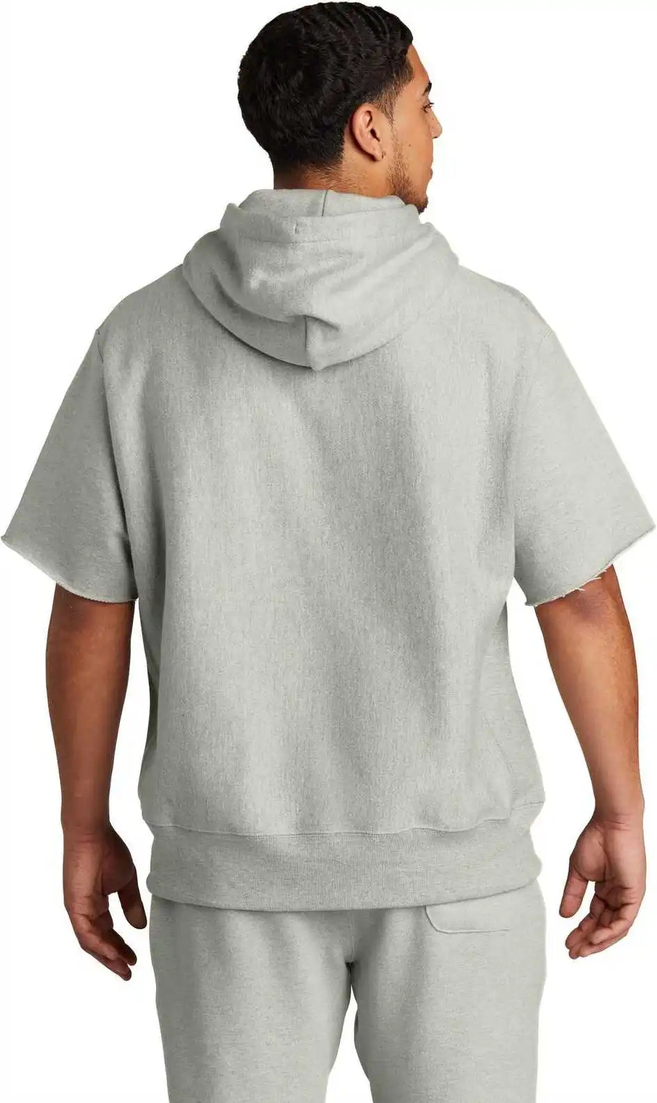 Champion S101ss Reverse Weave Short Sleeve Hooded Sweatshirt - Oxford Gray