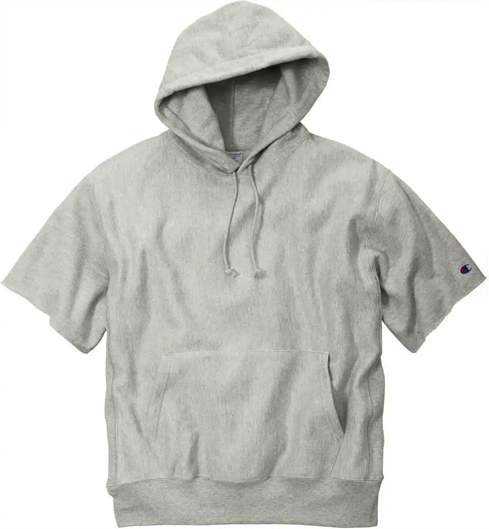 Champion S101ss Reverse Weave Short Sleeve Hooded Sweatshirt - Oxford Gray