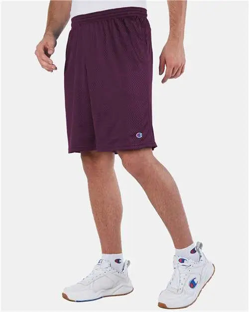 Champion S162 Polyester Mesh 9’’ Shorts with Pockets - Maroon