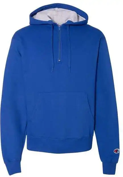 Champion S185 Cotton Max Hooded Quarter-zip Sweatshirt - Athletic Royal