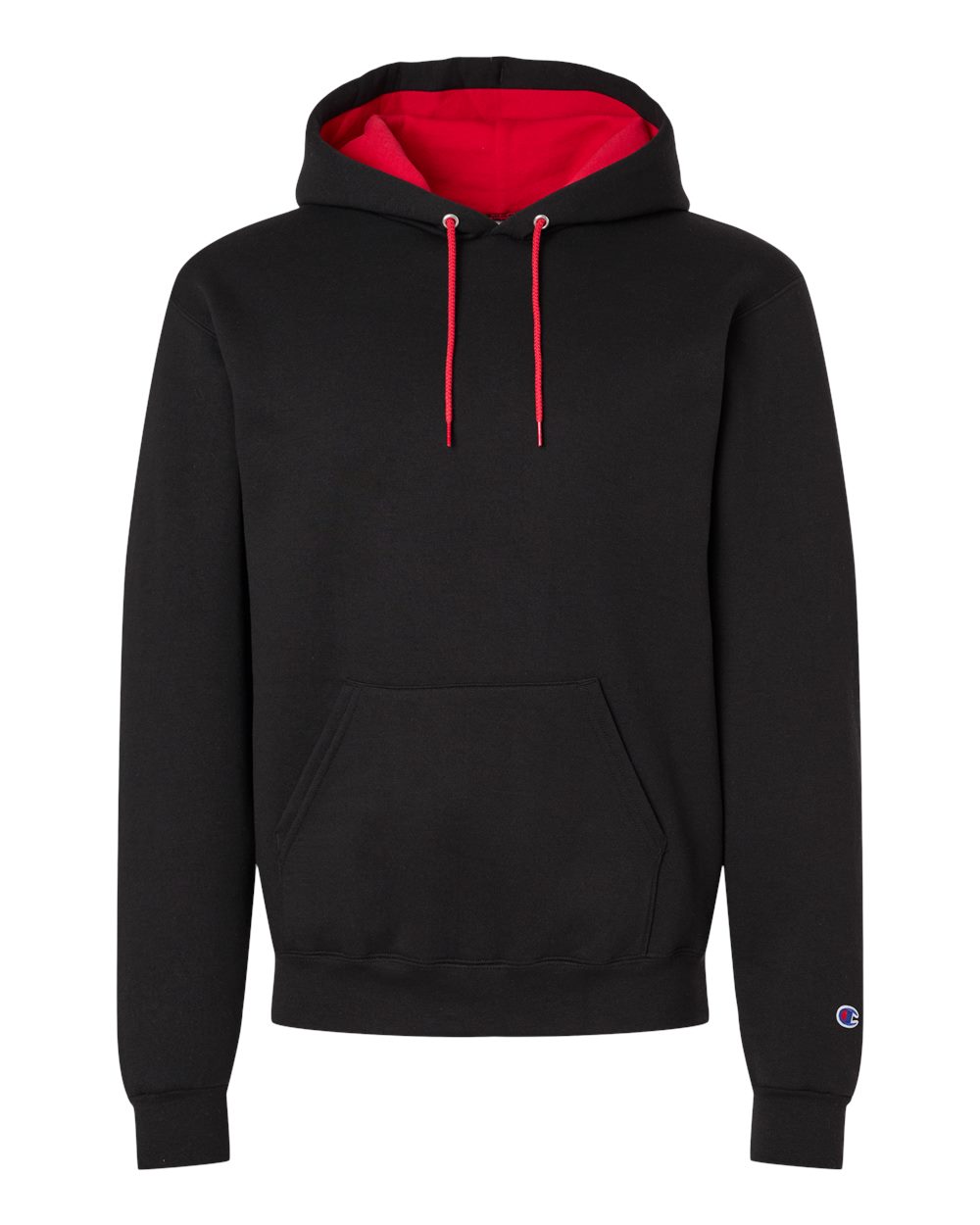 Champion S7cb0 Unisex Powerblend Contrast Color Hooded Sweatshirt - Black Scarlet