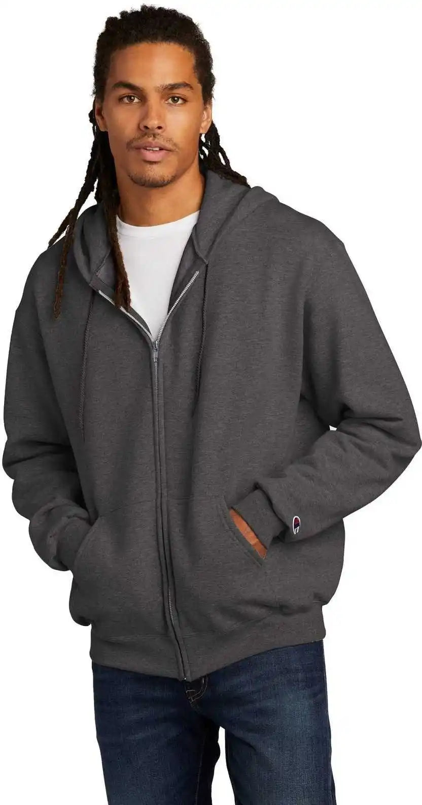 Champion S800 Powerblend Full-zip Hoodie - Charcoal Heather