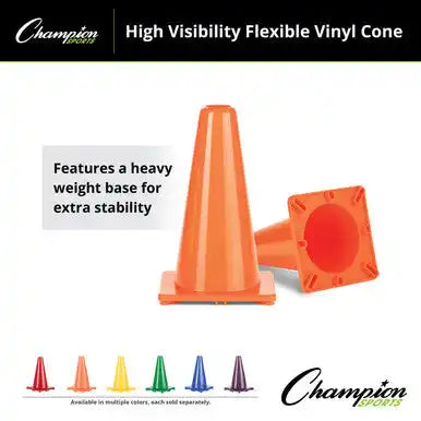 Champion Sports 12’’h Cone High-visibility Flexible Vinyl Cone - Ea