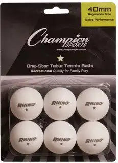 Champion Sports 1str6 1-star Table Tennis Balls Pack of 6 - Pk