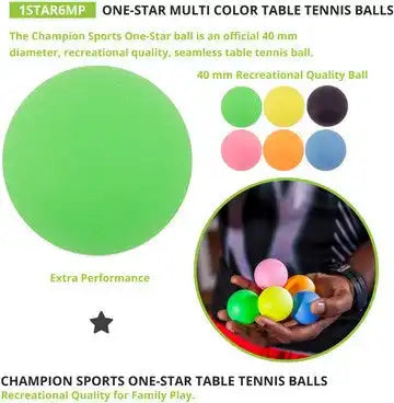 Champion Sports 1str6 1-star Table Tennis Balls Pack of 6 - Pk
