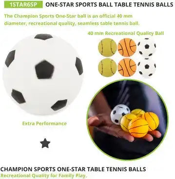 Champion Sports 1str6 1-star Table Tennis Balls Pack of 6 - Pk