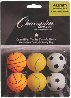 Champion Sports 1str6 1-star Table Tennis Balls Pack of 6 - Pk