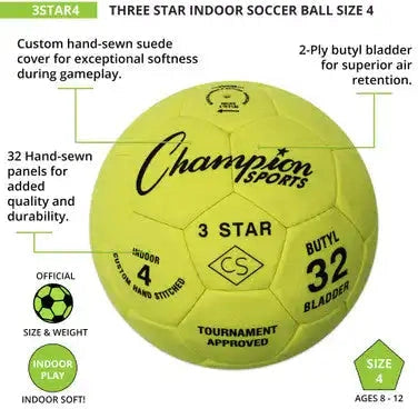 Champion Sports 3star 3 Star Indoor Soccer Ball - Ea