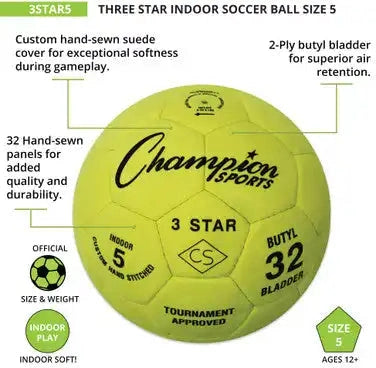 Champion Sports 3star 3 Star Indoor Soccer Ball - Ea
