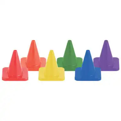 Champion Sports 4’’h Cone High-visibility Flexible Vinyl Cone - Set - of 6 Colors