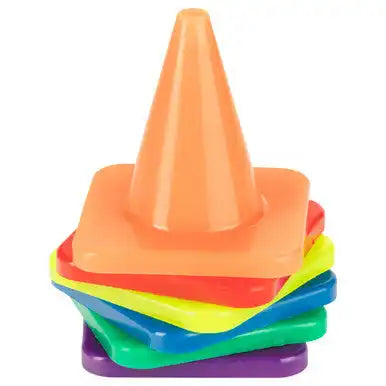 Champion Sports 4’’h Cone High-visibility Flexible Vinyl Cone - Set - of 6 Colors