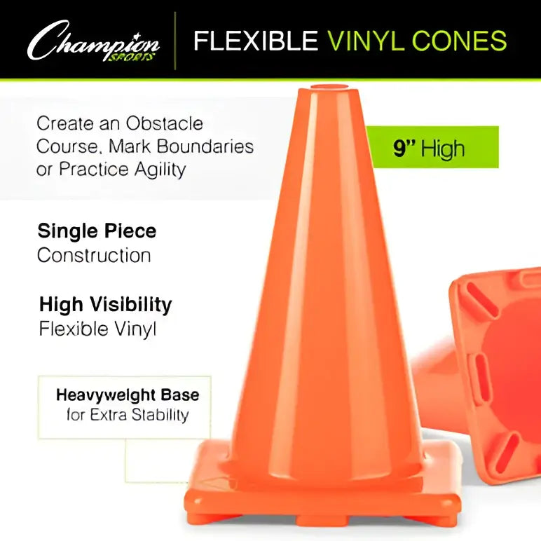 Champion Sports 9’’h Cone High-visibility Flexible Vinyl - Set