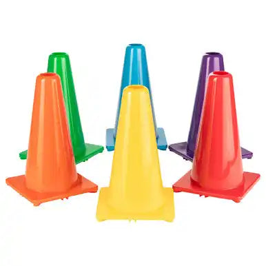 Champion Sports 9’’h Cone High-visibility Flexible Vinyl Cone - Set - of 6 Colors
