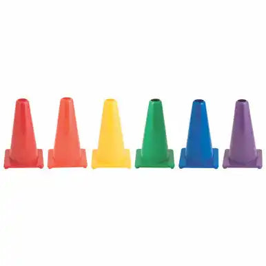 Champion Sports 9’’h Cone High-visibility Flexible Vinyl Cone - Set - of 6 Colors