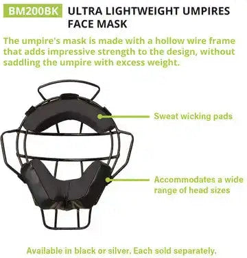 Champion Sports Bm200 Ultra Lightweight Umpire Face Mask with Drytek - Ea