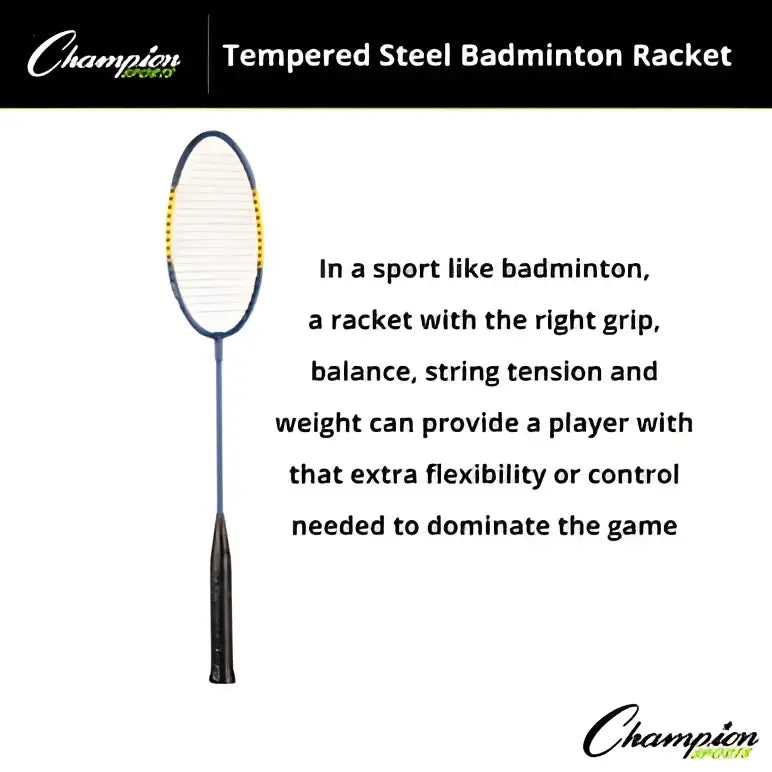 Champion Sports Br20 Tempered Steel Badminton Racket - Set