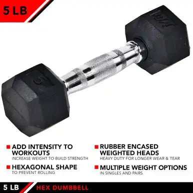 Champion Sports J-rhdb Rubber Hex Dumbbell - Ea