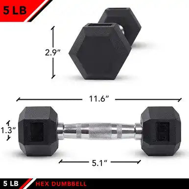 Champion Sports J-rhdb Rubber Hex Dumbbell - Ea