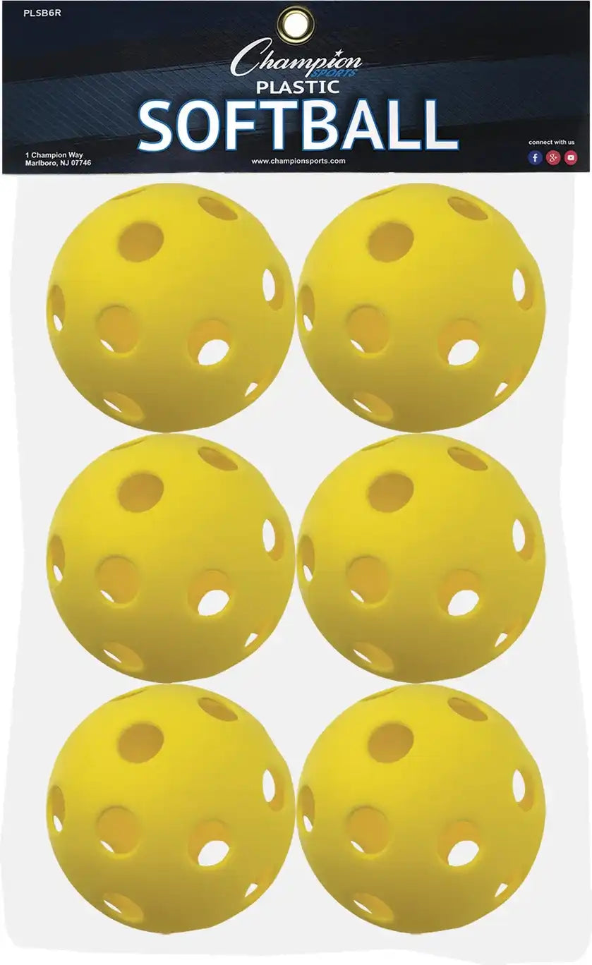 Champion Sports Plsb Plastic Softballs - Set - of 6, Yellow