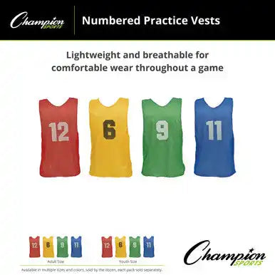 Champion Sports Psyn Numbered Practice Vest Youth - Doz