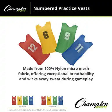 Champion Sports Psyn Numbered Practice Vest Youth - Doz