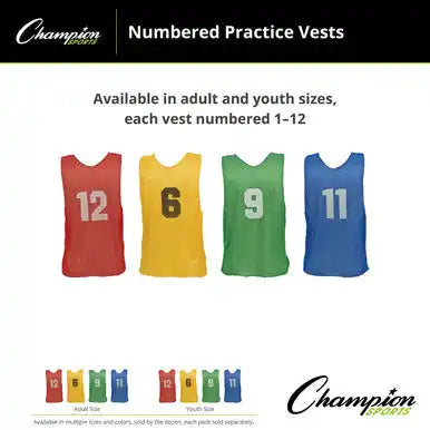 Champion Sports Psyn Numbered Practice Vest Youth - Doz