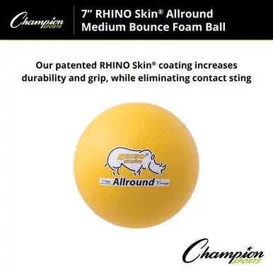 Champion Sports Rs7 7’’ Rhino Skin Medium Bounce Allround Foam Ball - Ea - Yellow / Single