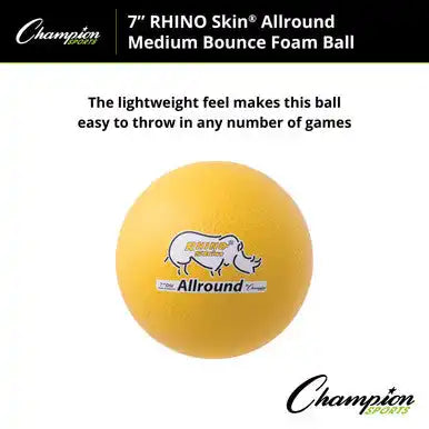Champion Sports Rs7 7’’ Rhino Skin Medium Bounce Allround Foam Ball - Ea - Yellow / Single