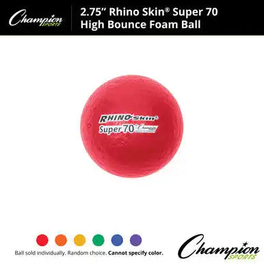 Champion Sports Rs70 2.75’’ Rhino Skin High Bounce Super 70 Foam Ball - Set - of 6 Colors