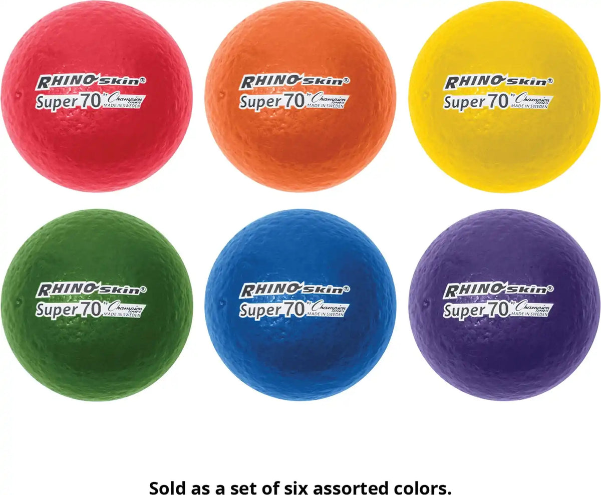 Champion Sports Rs70 2.75’’ Rhino Skin High Bounce Super 70 Foam Ball - Set - of 6 Colors