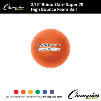 Champion Sports Rs70 2.75’’ Rhino Skin High Bounce Super 70 Foam Ball - Set - of 6 Colors