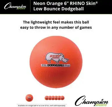Champion Sports Rxd6 6’’ Rhino Skin Low Bounce Dodgeball - Ea