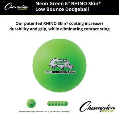 Champion Sports Rxd6 6’’ Rhino Skin Low Bounce Dodgeball - Ea