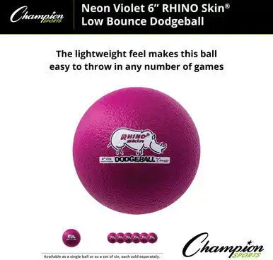 Champion Sports Rxd6 6’’ Rhino Skin Low Bounce Dodgeball - Ea