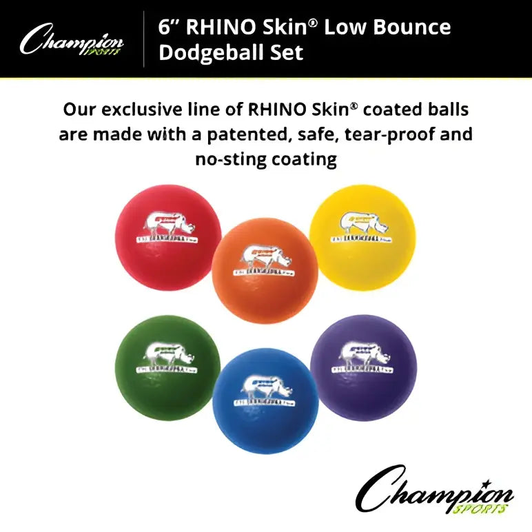 Champion Sports Rxd6set 6’’ Rhino Skin Low Bounce Dodgeball - Set