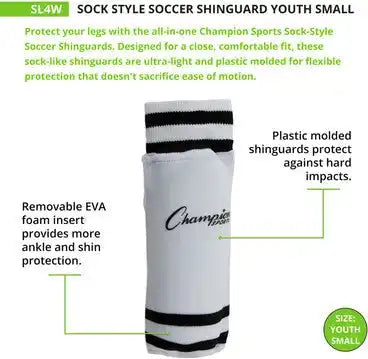 Champion Sports Sl Sock Style Soccer Shin Guards - Pr