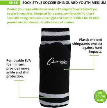 Champion Sports Sl Sock Style Soccer Shin Guards - Pr