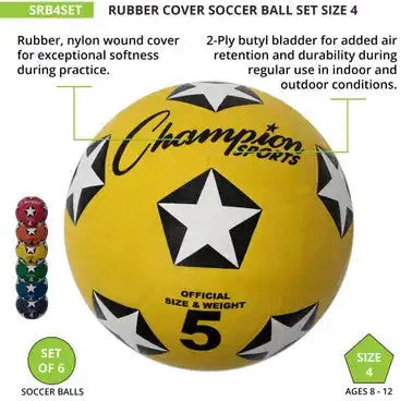 Champion Sports Srb Rubber Cover Soccer Ball - Set