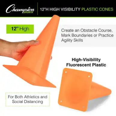 Champion Sports Tc High-visibility Plastic Cone - Set - 9’’ H, of Six